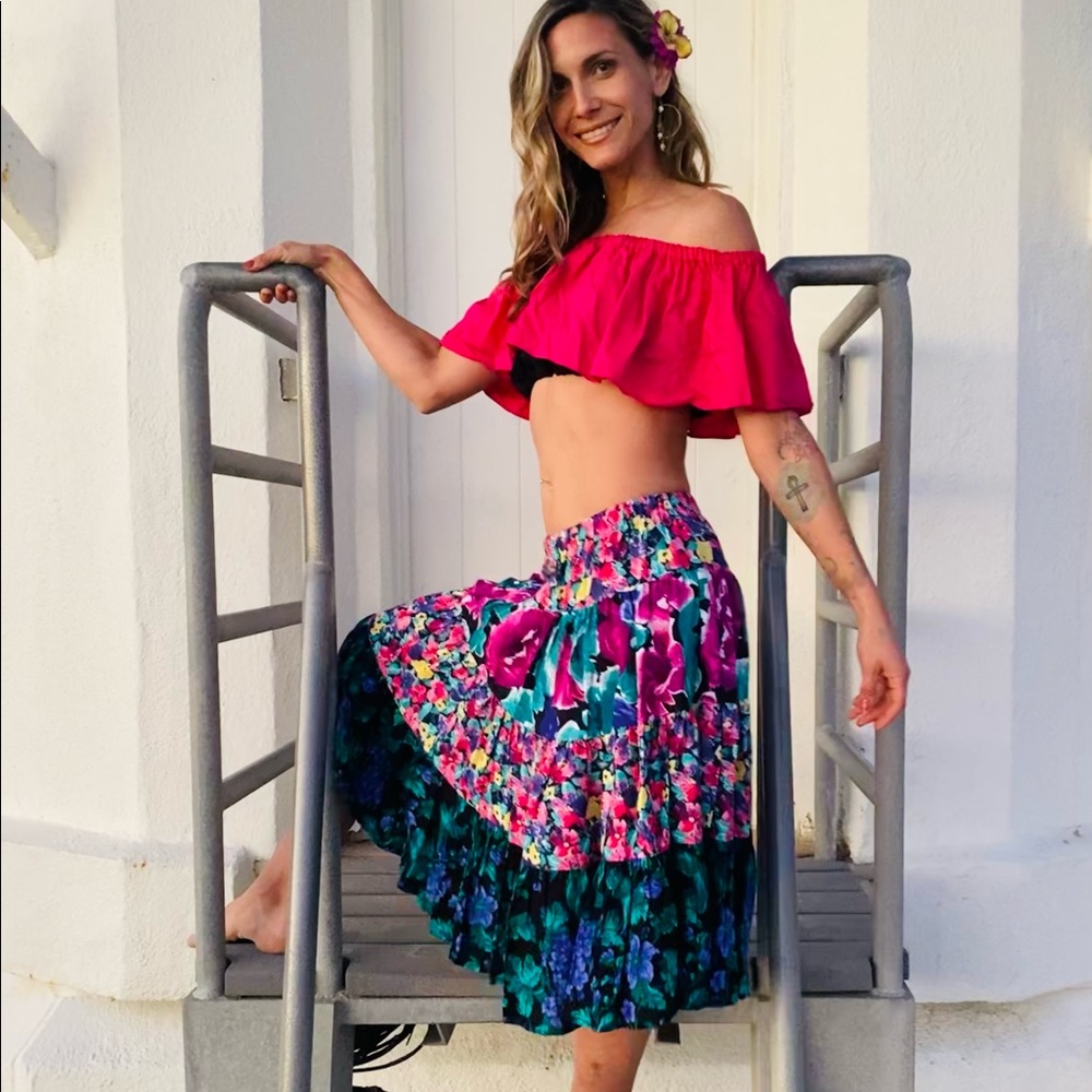 Floral multi patterned skirt